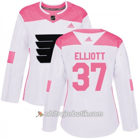 Dame Ishockey Philadelphia Flyers Tröja Brian Elliott 37 Adidas 2017-2018 Vit Rosa Fashion Authentic